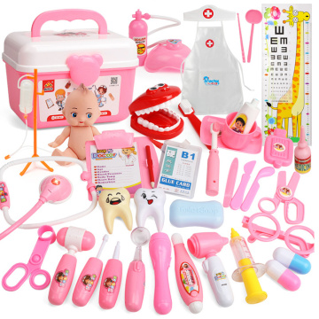 21-39PCS Kids Pretend Play Toys Doctor Set Simulation Medical Kit With Portable Suitcase Girls Role Play Toys Dentist Tool