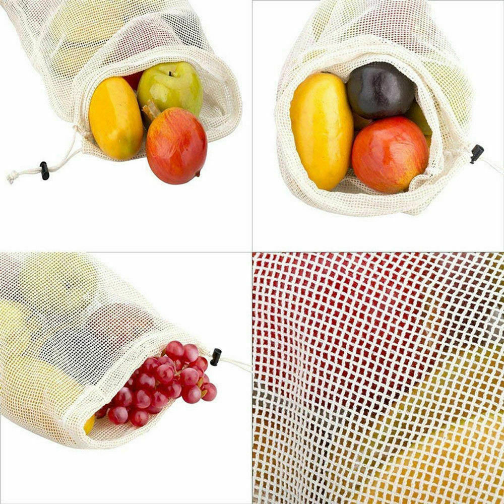 2019 Newest Hot Mesh Drawstring Washable Vegetable Fruit Bulk Grocery Bag Storage Mesh Pouch Reusable Shopping Bags