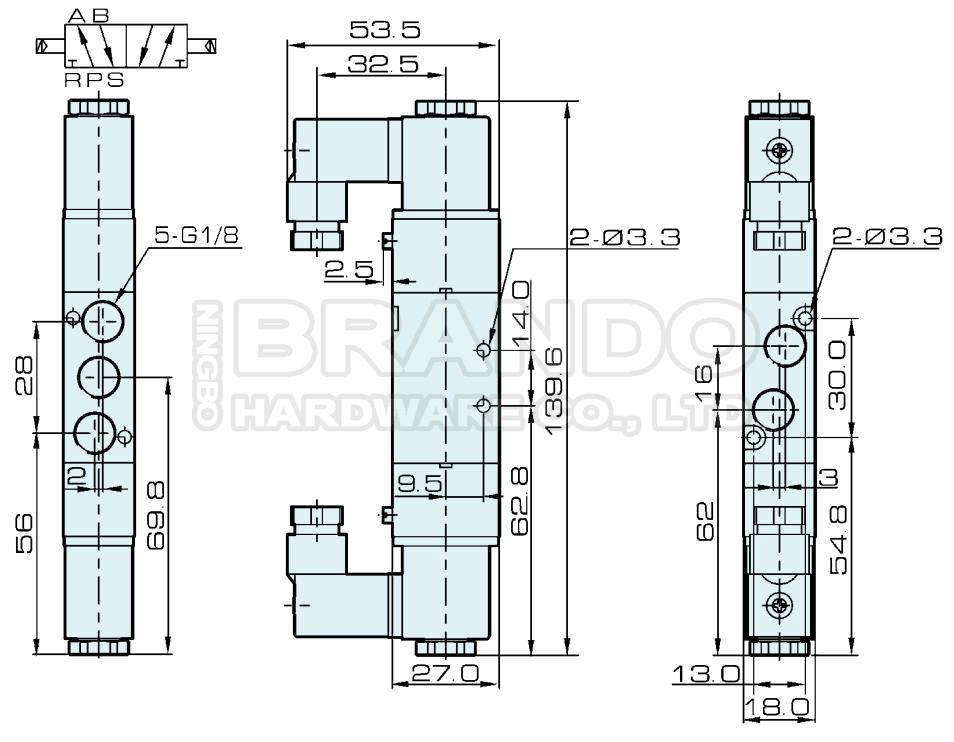 4V120-06 5/2 Way Pneumatic Solenoid Valve