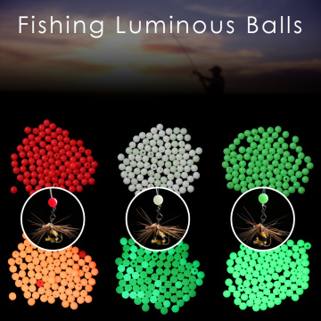 100pc/bag Fishing Floats Beads Luminous 3mm-12mm Light Glowing Balls Vobler Silicone Bass Bait Fishing Tackle Accessories
