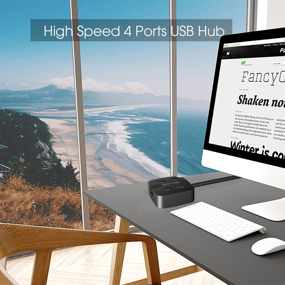 kebidu 4 Ports USB Hub 3.0 High Speed 5Gbps USB Splitter Adapter For Desktop Laptop With Phone Holder For Phone Tablet PC Laptop