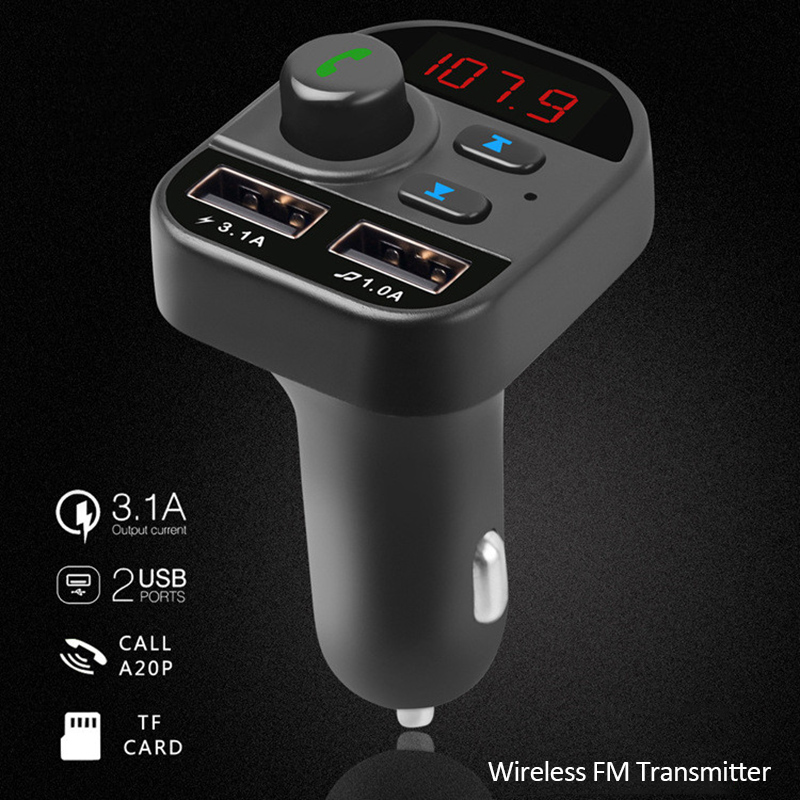 Car Handsfree Wireless Bluetooth Kit FM Transmitter Car MP3 Radio Adapter 2 USB Charger FM Modulator Car Accessories