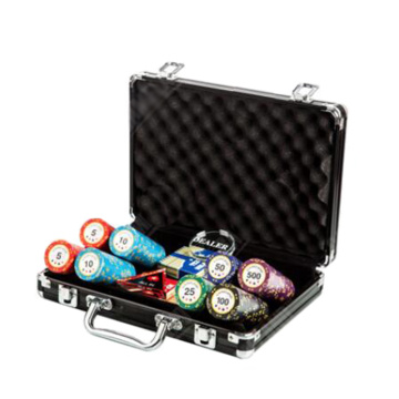 200PCS Poker Chips Set with Dealer&All In&2 Plastic Playing Cards&Suitcase Diamond Clay Poker Chips 14g 40*3.4mm