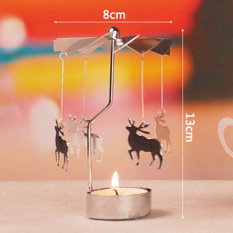Fashion Rotary Spinning Tealight Candle Metal Tea light Holder Carousel Home Decor Gift Oct23