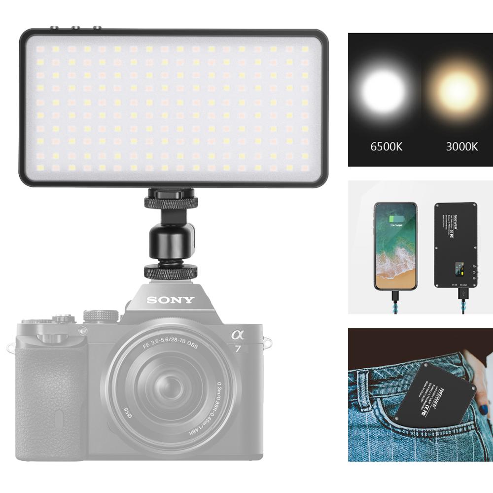 Neewer Pro MFL-06 On-Camera Video Light, Pocket-Size 180 SMD LED/Bi-Color 3000-6500K/Dimmable Brightness/CRI96+/Built-in Battery
