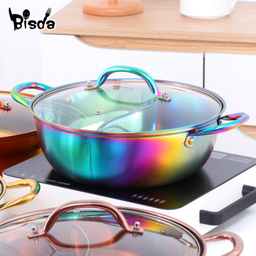 Chinese Hot Pot Stainless Steel Cooking Pot Kitchen Utensils Single-Layer Compatible Soup Stock Pots Home Cookware