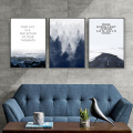 Nordic poster blue sea snow road canvas painting forest poster seascape canvas painting picture living room