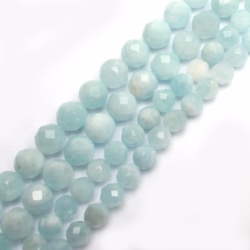 Natural Diamond Surface Aquamarine Round Loose Beads for Jewelry Making 15inche/strand Diy Bracelet Necklace