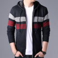 Winter Fleece Cardigan Mens Sweater Men Fashioutn Hooded Striped Knit Owear Coat Sweater Man Hooded Warm Sweatercoat Men 3XL