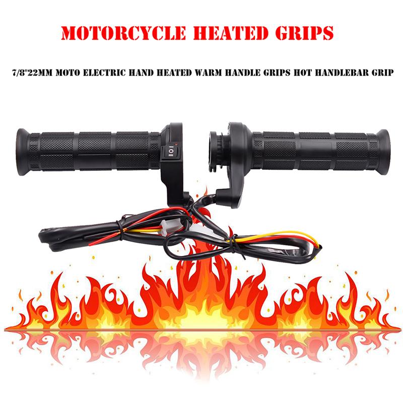 1 Pair Hot Handlebar Adjustable Temperature Black Electric Handlebar Heat Grip Warmer Handle For Motorcycle Motor