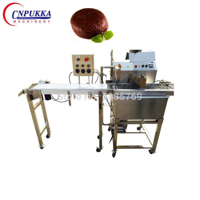 electric 110v/20v chocolate enrobing machine production line chocolate coating machine for nut/ peanut/cake/cookie
