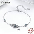 BAMOER Authentic 925 Sterling Silver Hand of Fatima Link Bracelets for Women & Earrings Jewelry Sets Luxury Jewelry Gift ZHS109