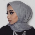 Women Muslim Crinkle Hijab Scarf Soft Cotton Headscarf Islamic Hijab Solid Color Shawls Wraps