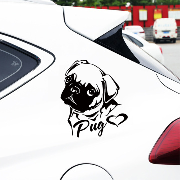 11*14.3cm Creative Personality Lovely Dog I Love Pug Vinyl Car Bumper Stickers Car Stickers And Decals Car Styling Decorations