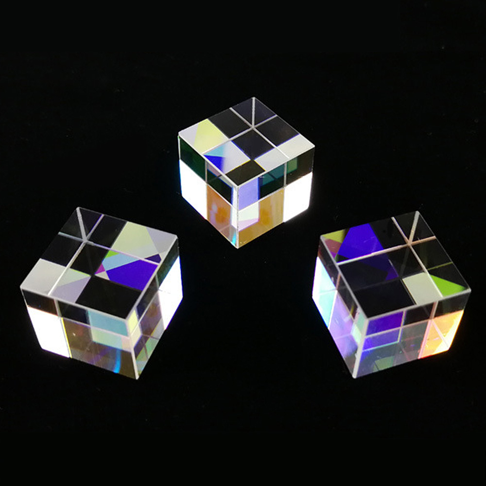 1Pcs Six-Sided X-Cube Bright Light Cube Stained Glass Prism Beam Splitting Prism Optical Experiment Instrument Optical Lens