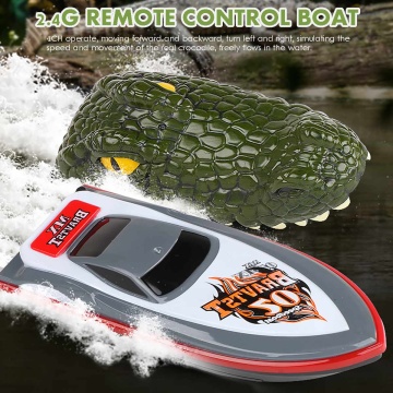 Crocodile RC Boat 2.4G Remote Control Electric Racing Boat Waterproof Simulation Crocodile Head Prank Toy Kids Party Horror Toys