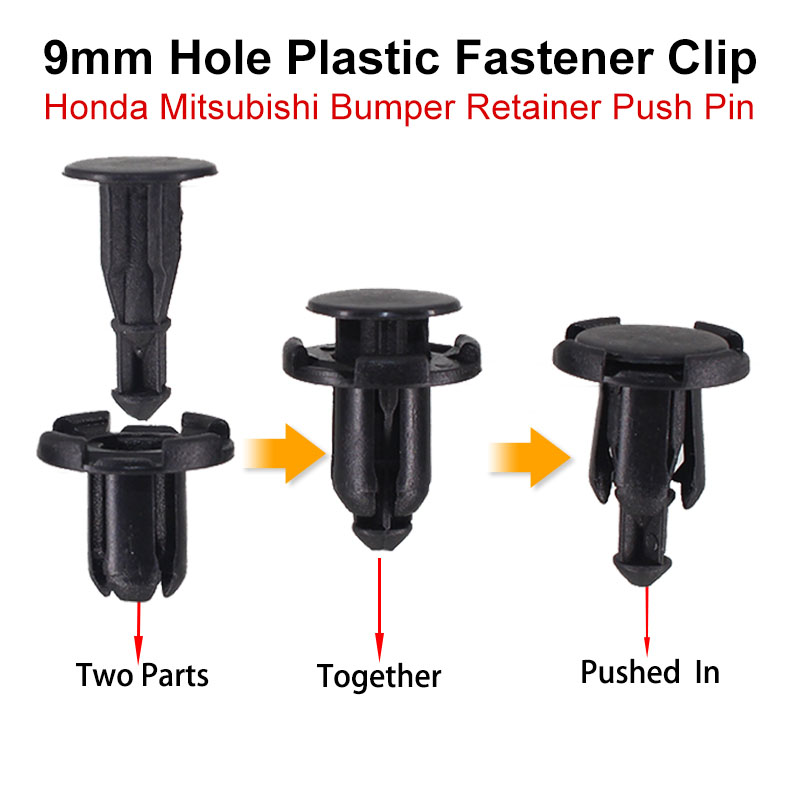 50pcs 9mm Hole Expansion Rivets Plastic Auto Fasteners Clips for Honda Mitsubishi Car Bumper Clip Trim Panel Retainer Push Pins