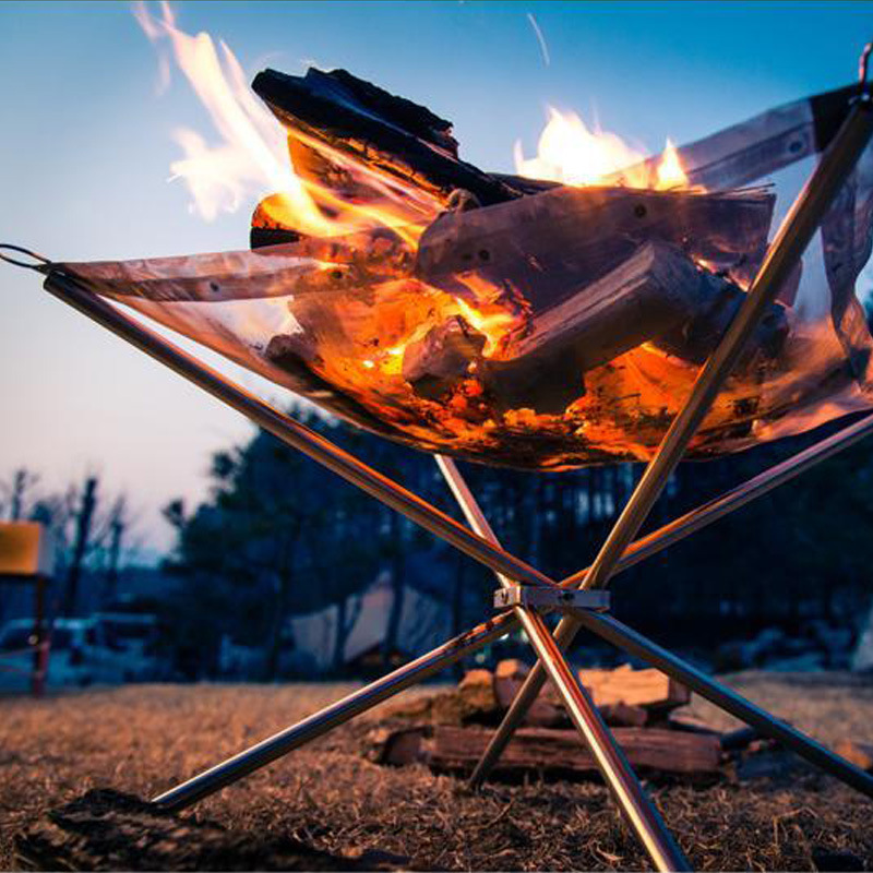 Outdoor Fire Burn Pit Stand Portable Solid Fuel Rack Folding Stove Fire Frame Fast Heating Wood Charcoal Stove Camping Tool