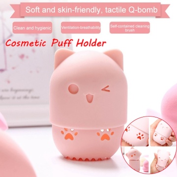 2020 cat claw puff holder sponge makeup egg drying box portable soft silicone cosmetic box makeup tools