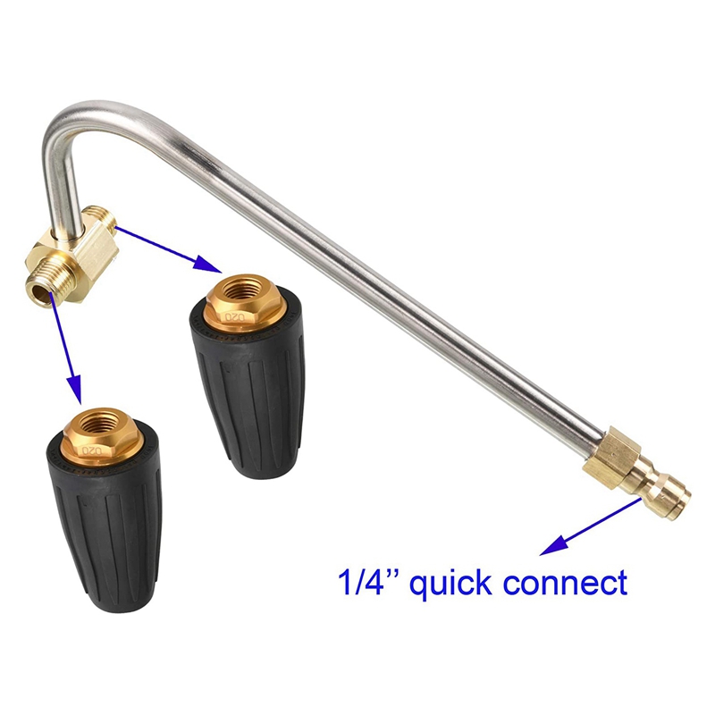 Gutter Cleaner Attachment for Pressure Washer, 2 Rotating Turbo Nozzle, 1/4 Inch Quick Connect, 4000 PSI