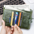 Contact's Wallet Women Zipper Genuine Leather Short Wallets Quality Coin Purse Women Hasp Button Purse With Credit Cards Holder