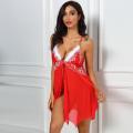 Xmas Women lenceria mujer Sexy Christmas Festival Hooded Cardigan Top baby doll Red Lingerie Set Underwear sexy costumes #9