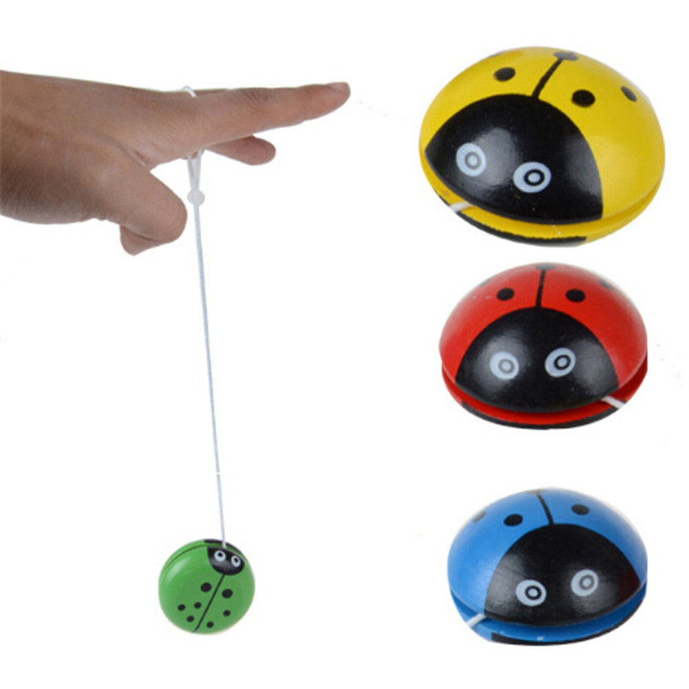 Ladybird Yo Yo Ball Blue Green Red Yellow Ladybug YOYO Creative Toys Wooden Yo Yo Toys For Children 4Colors 5.5*5.5cm