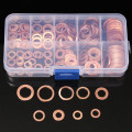 120/200PCS Copper Washer Gasket Set 9 Sizes Flat Ring Seal M5/M6/M8/M10/M12/M14 For Hardware Accessories with Box