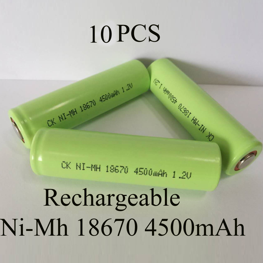 SORVESS 10PCS 1.2V Ni-Mh 4/3A 18670 Rechargeable Battery Ni Mh 4500mAh Batteries Nickel Metal Hydride Battery Medical Equipment