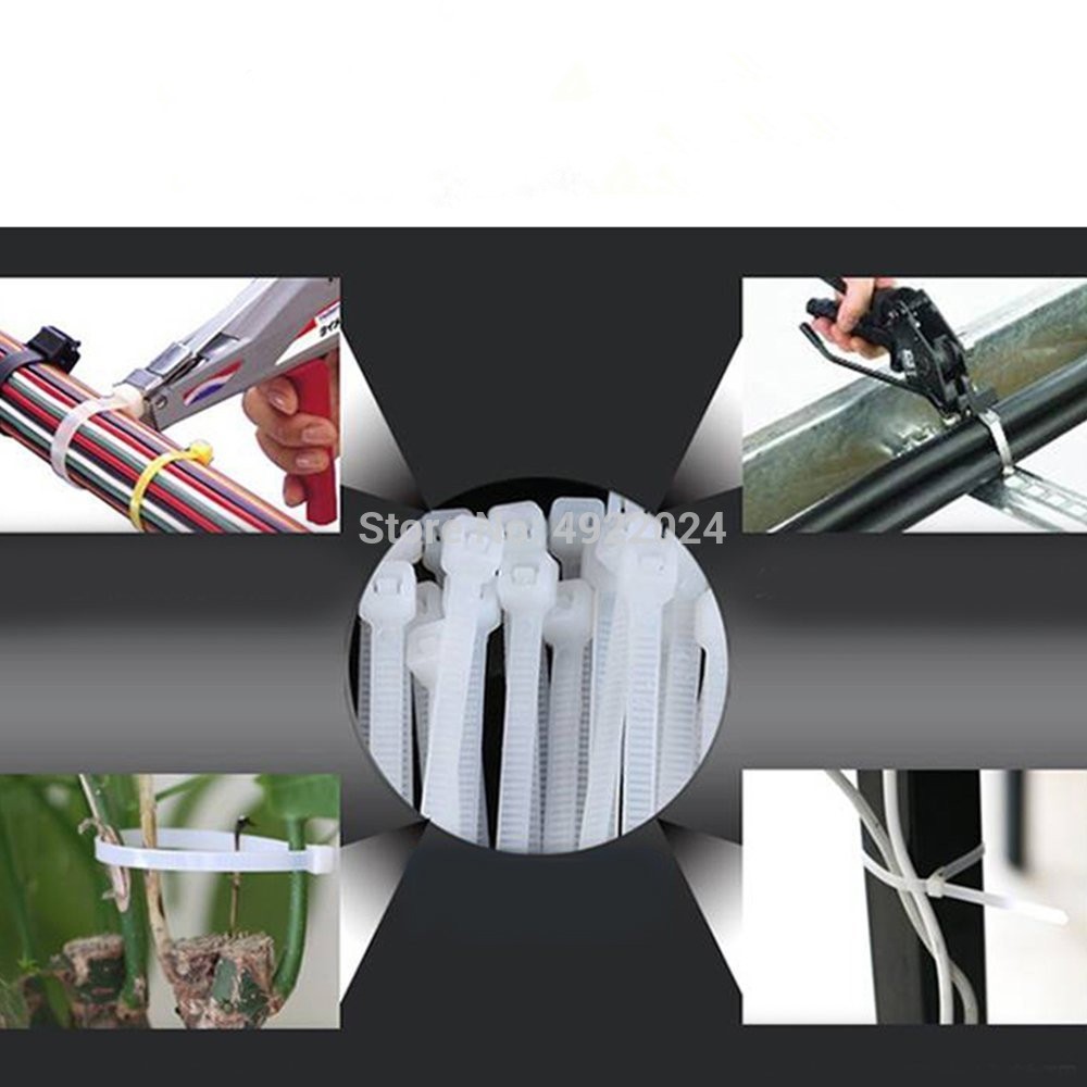 Xingo 15cm 20 cm Mountable Self Locking Nylon Cable Zip Ties Loop Wrap Bundle Ties UL Rohs Approved Black and White 50PCS