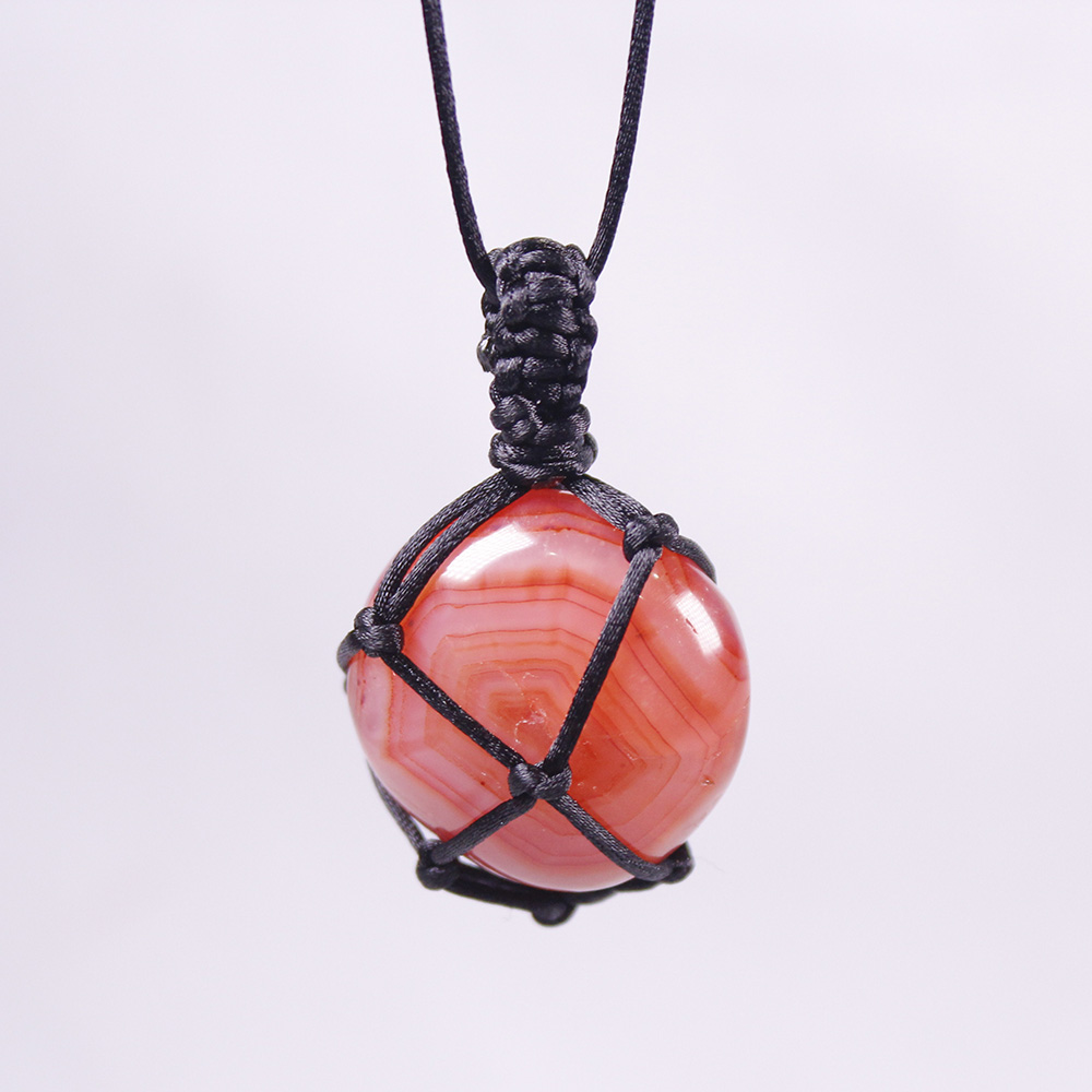 Natural Stone red agate Pendants Crystal Quartz Black Rope Wrapped Treatment Stones Necklace for Men Female Fashion Jewelry