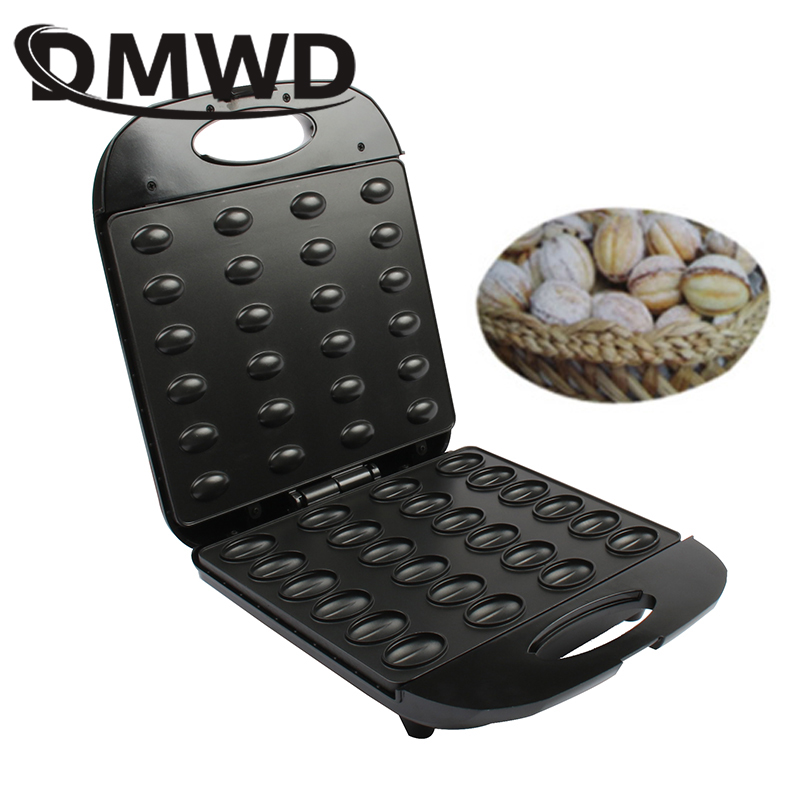 DMWD Electric Walnut Cake Maker Automatic Mini Nut Waffle Bread Baking Machine Bakeware Sandwich Iron Toaster Breakfast Pan Oven