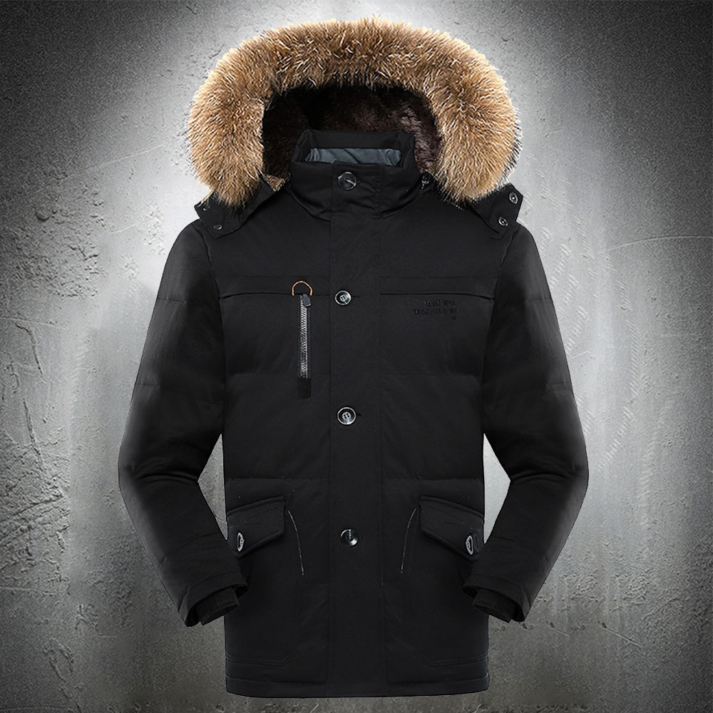 Winter Jacket Men Fur Collar Coat Winter Outdoor Jacket For Men Outside Working Coat Softshell Thick Jacket Fleece Lined Warm