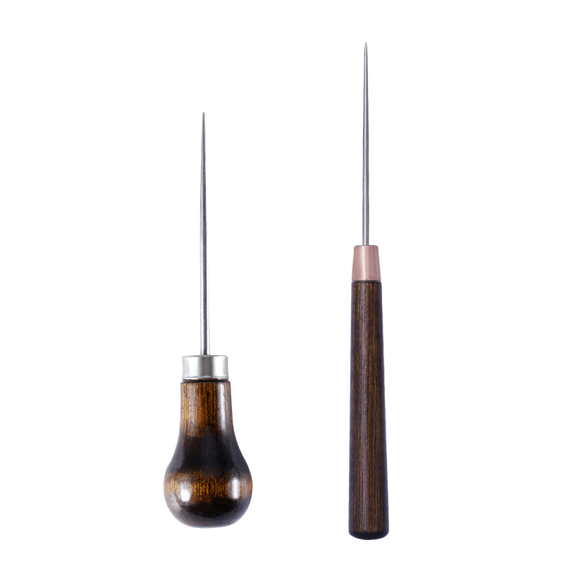 MIUSIE Professional Leather Wood Handle Awl Tools For Stitching Punch wood drill positioning single gourd handle awl Leather