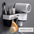 Wall Mount Hair Dryer Holder Hair Dryer Rack Comb Shaver Holder Multifunctional Organizer for Toothbrush, Cosmetic, Curling Iron