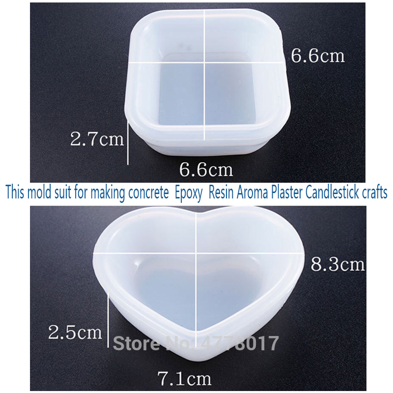 Molds for Concrete Flower pot ,Heart shape Cement Clay Molds Succulent Plants Square Pot Mold Candlestick Storage box Mold