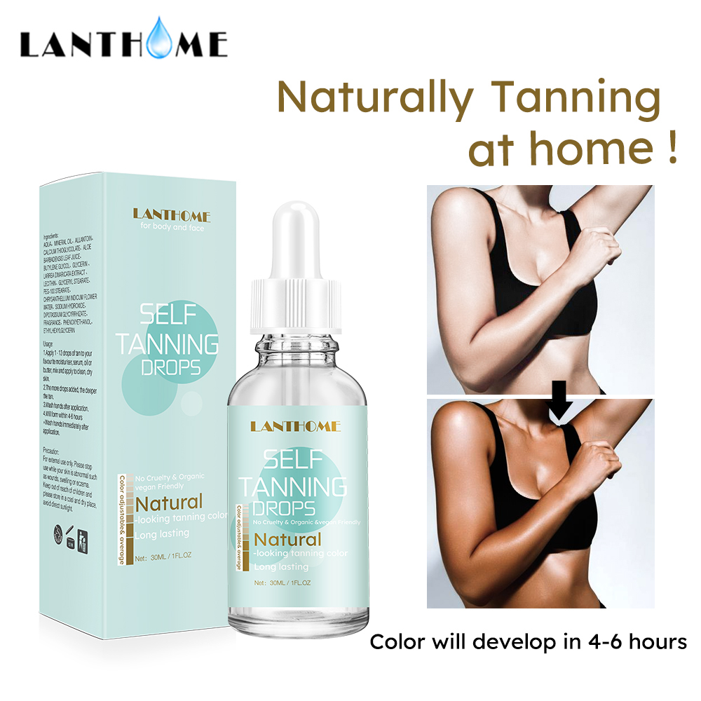 Indoor Bronzer Dry Dark Tanning Oil Streak-Free Sunless Self Tanning Drops Sunscreen Self Tanner Tanning Bed Lotion Serum 30ml