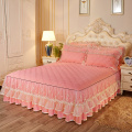 Winter Warm Thicker Quilted Lace Princess Bedspread Bed Skirt Pillowcases With Cotton Korean Bed Fitted Sheet Mattress Cover