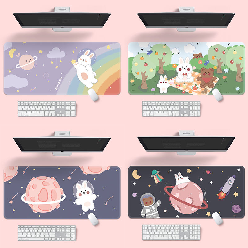 Super Cute Mouse Pad Creative INS Tide Large Game Computer Keyboard Office Long Table Mat Kawaii Desk for Teen Girls for Bedroom