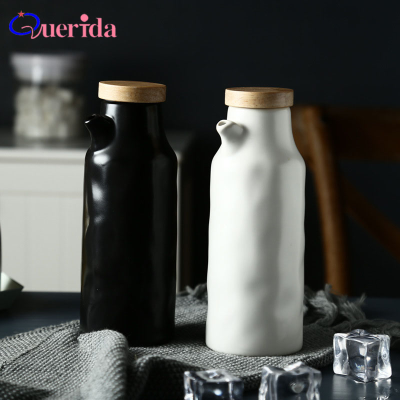 400ML Ceramic Oil Bottle Kitchen Vinegar Oil Olive Dispenser Cooking Seasoning Bottles for Oil Pot Gravy Boats Tools Accessories