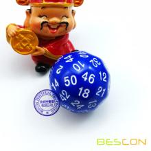 Bescon Multi-sides Dice Polyhedral Dice 50-sided Gaming Dice, D50 dice, D50 dice, 50 Sides Die, 50 Sided Cube of Blue Color