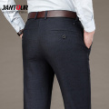 2020 Suit Pants Fashion Elegant Mens Dress Pants Solid Color Loose Straight Long Trousers Men's Slim Fit Formal Trousers Black