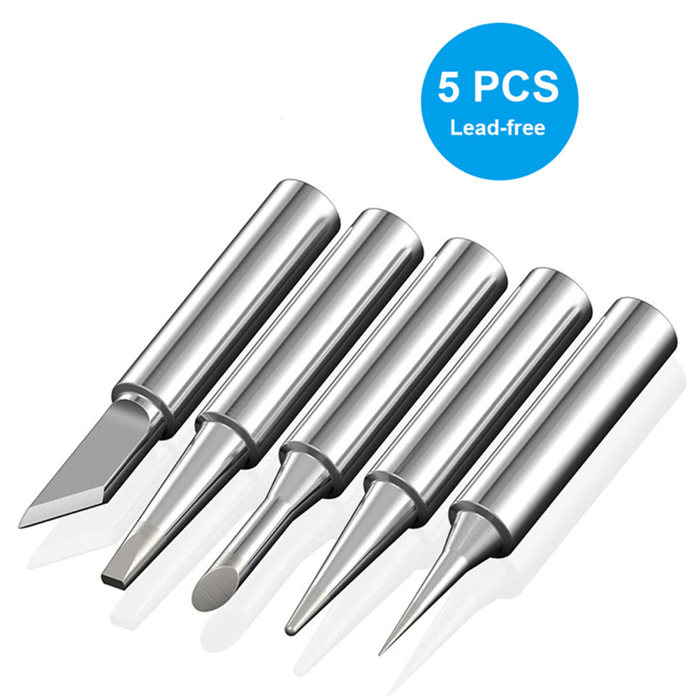 5Pcs Silver Electric Iron Heads Soldering Iron Tip Head Replaceable Shank Copper Soldering Tools For Solder Irons