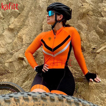 Kafitt pro Macaquinho ciclismo feminino triathlon jumpsuit Long-sleeved jersey suit jersey tights cycling jersey shorts clothing