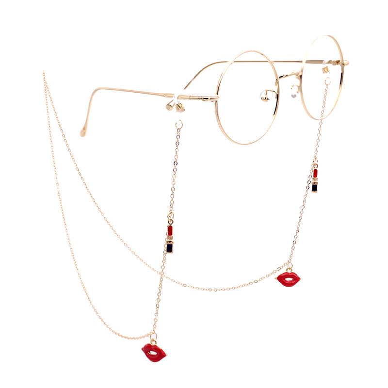 Fashion Eyeglass Chains for Women Lipstick Sunglasses Chains Glasses Cord Holder Gold Eyewear Lanyard Necklace Strap Rope