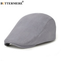 BUTTERMERE Spring Summer Solid Flat Cap for Men Cotton Casual Beret Retro Adjustable Men's Ivy Hats
