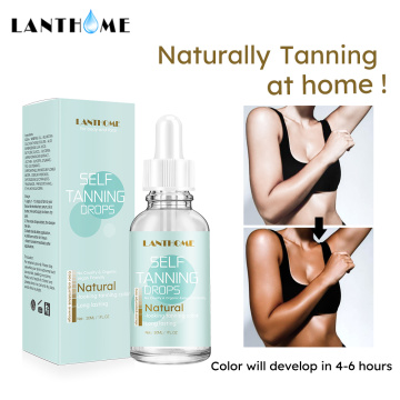 LANTHOME 30ml Face Tan Water Serum Natural Vegan Dark Tanning Oil Lotions Organic Sunless Self Tanning Water Drops