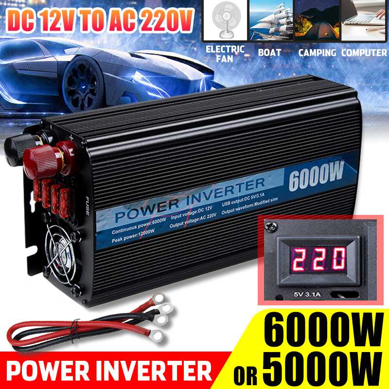 Inverter 12V 220V 10000W/12000W Voltage Transformer 2 USB LED Display Modified Sine Wave Power Inverter DC12V to AC 220V Convert