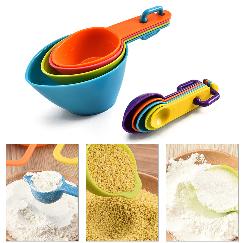 4/5Pcs/set Plastic Measuring Spoon Set Solid Color Baking Accessories Flour Milk Powder Spoon With Scale Kitchen Measuring Tools