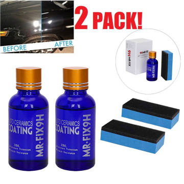 2PCS 9H Car Oxidation Liquid Ceramic Coat Super Hydrophobic Glass Coating Set Polysiloxane and Nano materials Care Multicolor CB